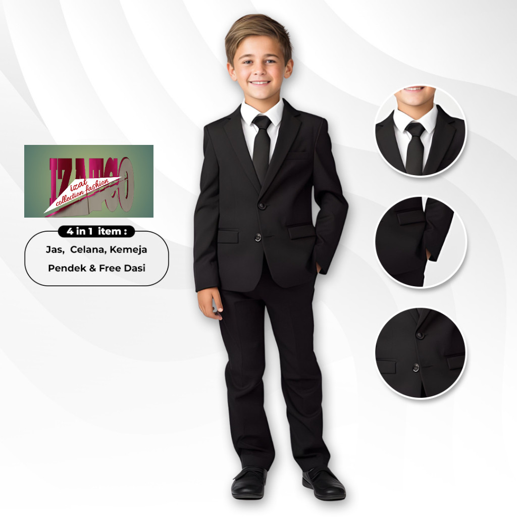 Setelan Jas Anak Formal Suit Blazer Pria Usia 0-12 tahun Paud Tk Sd Smp Paket Lengkap 4 in 1 Set  Ja