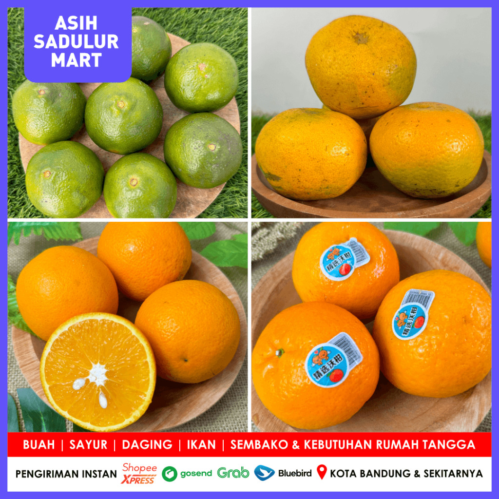 

Jeruk Medan Manis Segar Super | Jeruk Navel | Jeruk Wokam | Jeruk Murcot | Jeruk Peras Siam Jember 1kg Buah Segar Asih Sadulur Mart