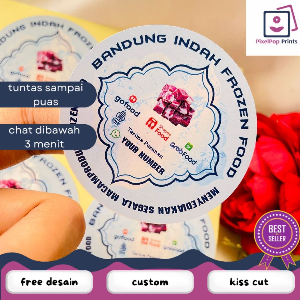 

Opikapip Sticker Print Cetak Stiker Frozen Food Label Makanan Beku Produk Basah Bulat Chromo Murah