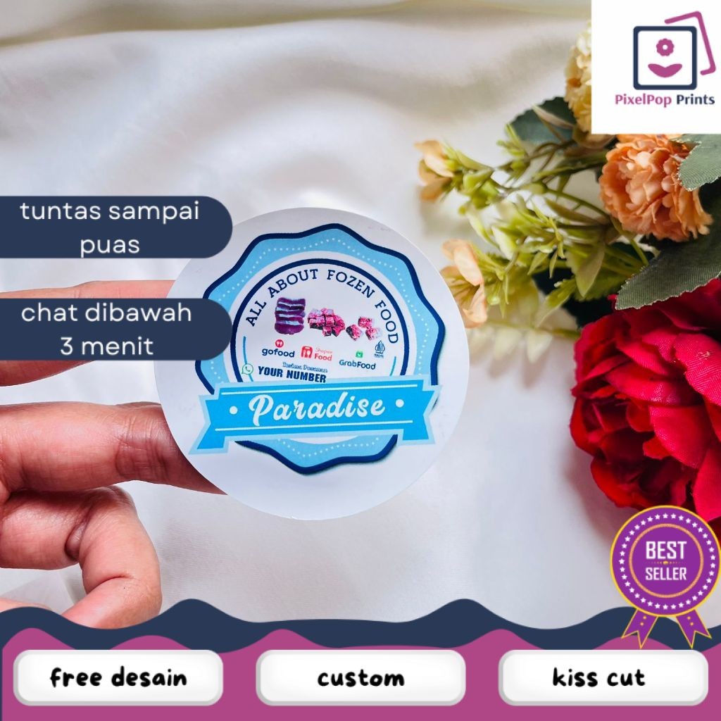 

Opikapip Cetak Stiker Vinyl Frozen Food Label Makanan Beku Basah Anti Air Free Desain Custom Nama