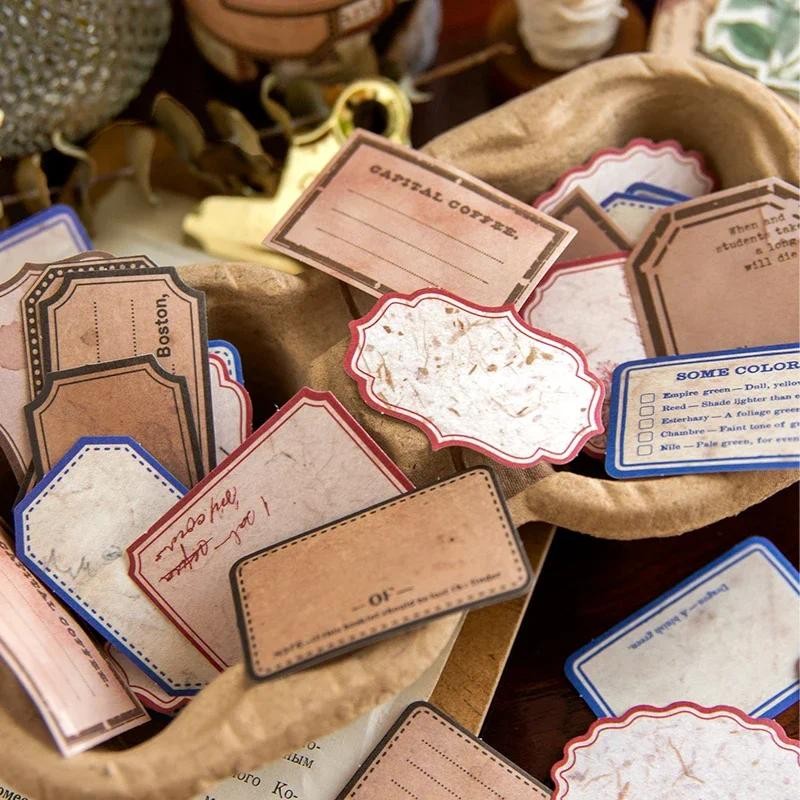 

Journamm 30pcs/pack Vintage Label Stickers Collage Junk Journal DIY Scrapbooking School Supplies Decor Memo Sticker Stationery
