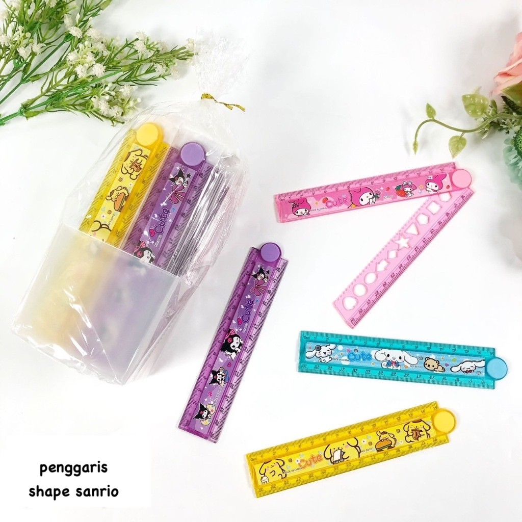 

penggaris lipat kuromi cinnamoroll pompom purin melody penggaris bentuk lipat panjang pendek shape bentuk 30cm