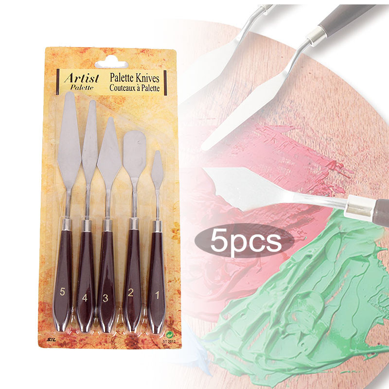 

5pcs Pisau Palet Lukis Besi Spatula Lukis Painting Knife Pisau Palet Lukis 17-22cm