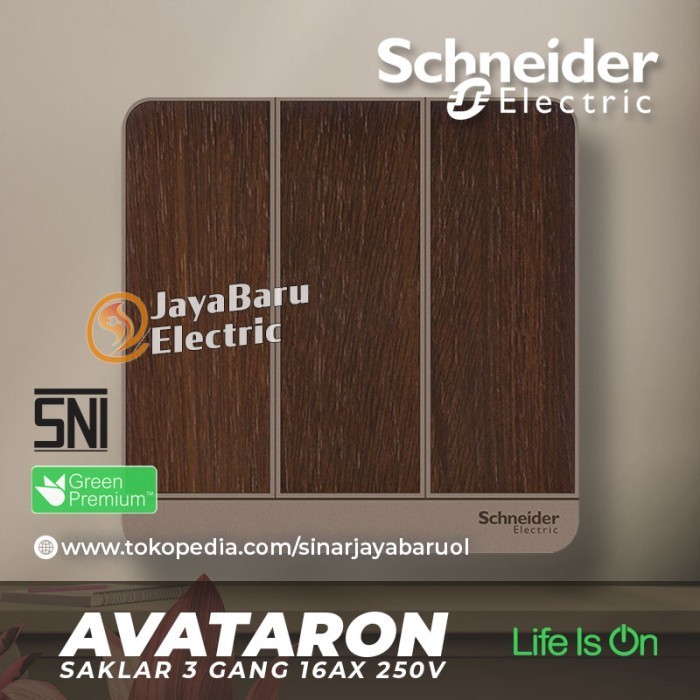 Saklar SCHNEIDER AvatarOn Avatar On 3Gang 3 Gang 1Arah Hotel Wood Kayu