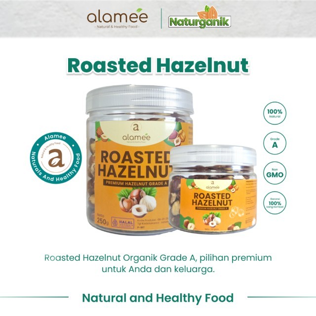 

ALAMEE Kacang Hazelnut Panggang Hazelnut Roasted Cemilan Sehat Rendah Kalori Kacang Kemiri 250gr Naturganik