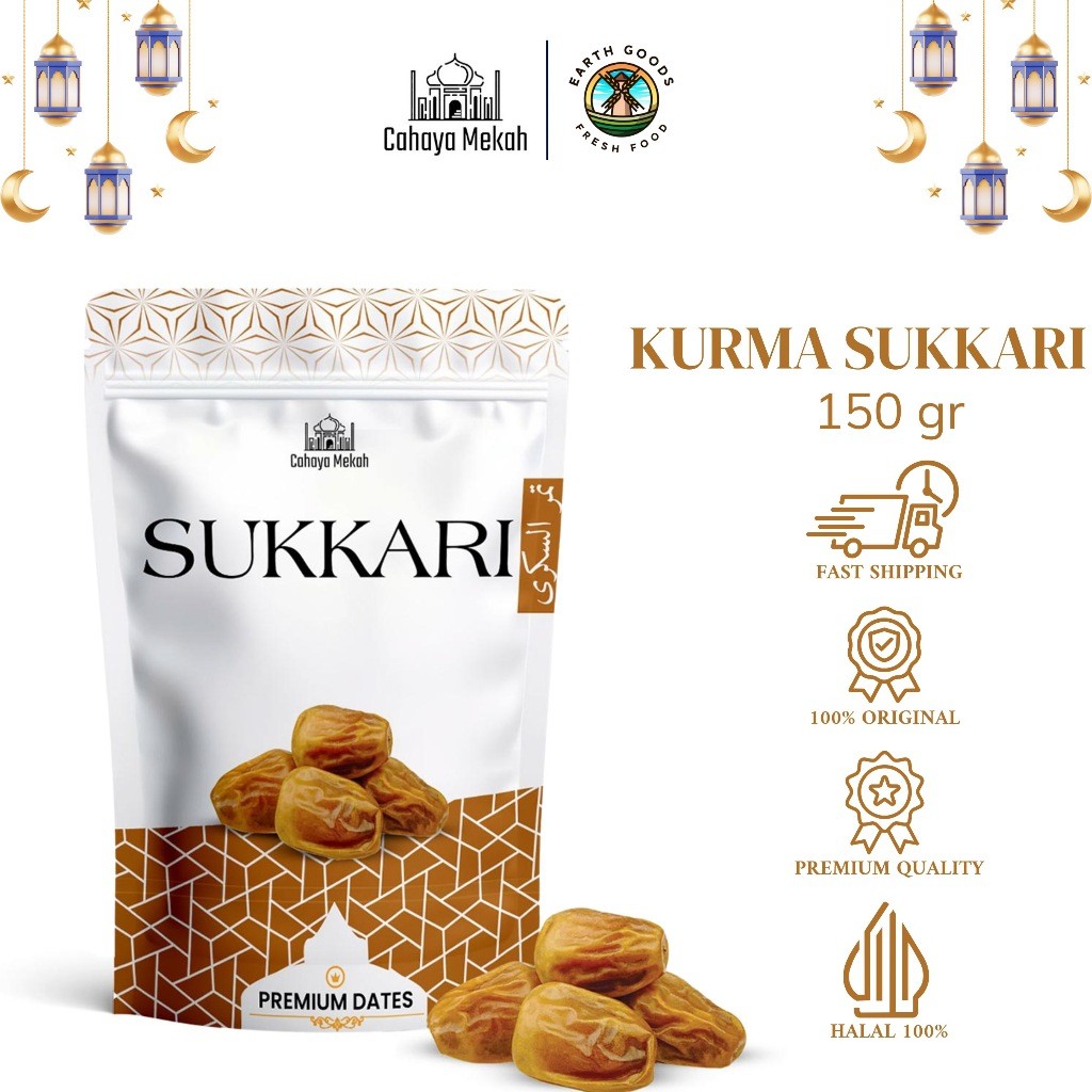 

Cahaya Mekah Kurma Sukkari Pouch 150 Gram Manis Legit Lembut Premium Original High Quality