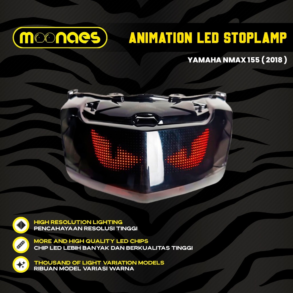 LAMPU STOP MOONAES ANIMATION LED 3000++ MODE STOPLAMP YAMAHA NMAX OLD 2018 LAMPU BELAKANG MOON AES |