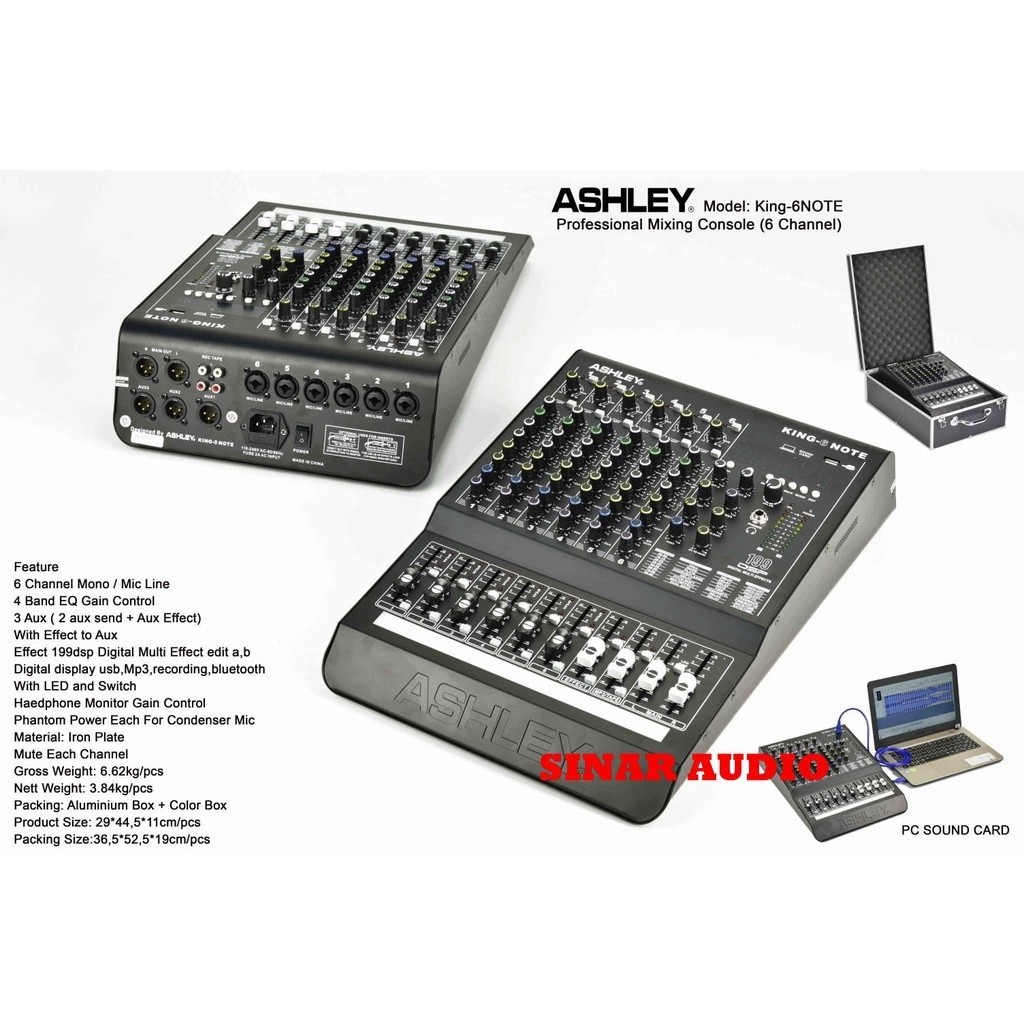 Mixer Audio Ashley KING 6 NOTE - KING 6NOTE 6 Channel  Original