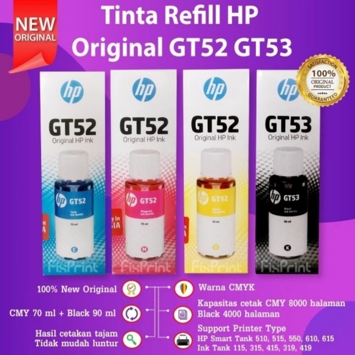 ZMD 1 SET Tinta Printer HP ORIGINAL GT53 GT52 Ink tank 315 415