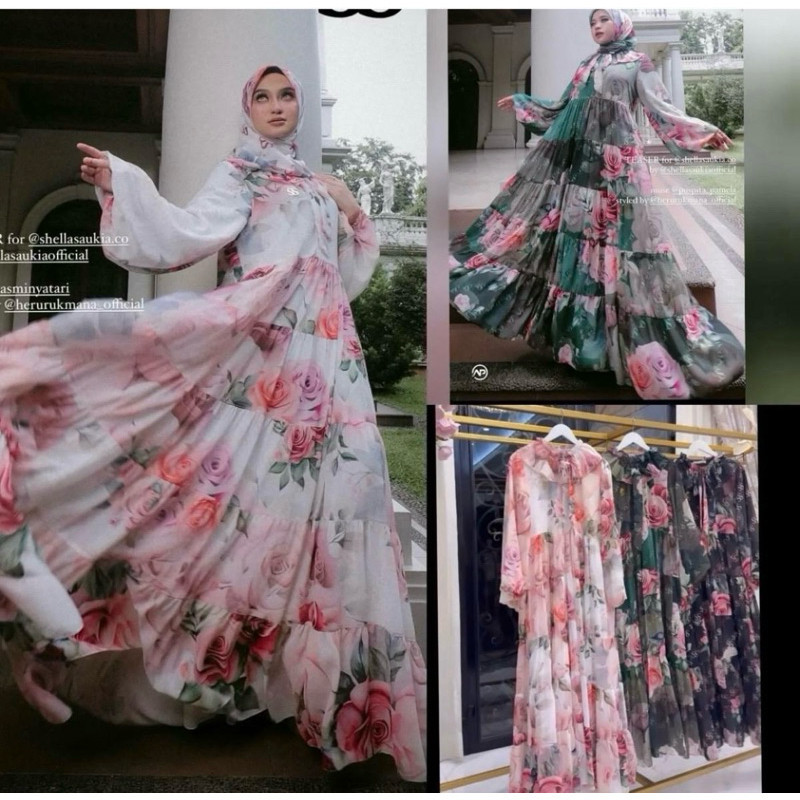 GAMIS SS SHELLASAUKIA TERBARU SET HIJAB DIJAMIN ORI
