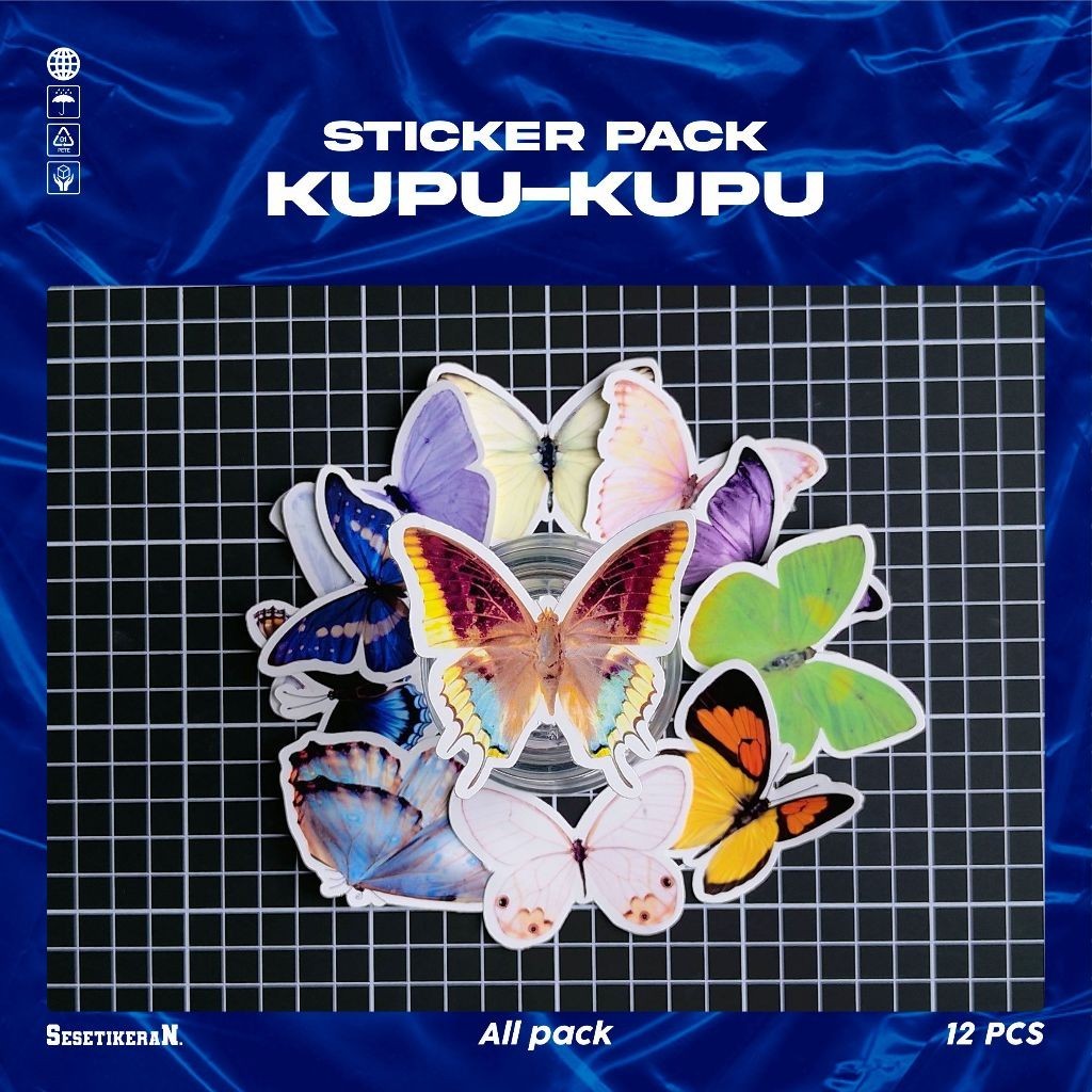 

COD✨ Sesetikeran Pack Stiker Kupu Kupu Lucu Cute Keren Untuk Koper Laptop Skateboard