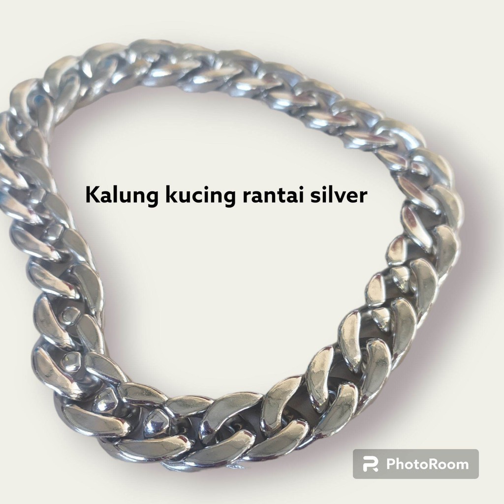 kalung kucing kalung anabul kalung anjing rantai besar warna silver bahan plastik