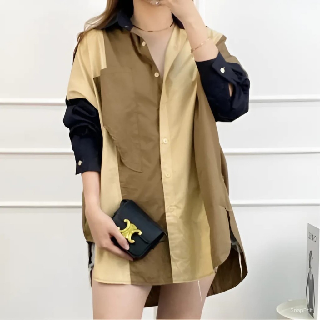 Kemeja Wanita Terbaru Baju Lengan Panjang Hiem 2026 Atasan Bsju Elegan Oversize Jumbo Atsan Kmjea Re