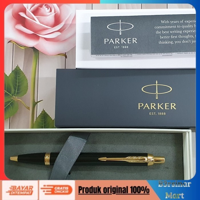 

[BAYAR DI TEMPAT] PROMO Parker IM Black Gold Trim Ballpoint Pen COD