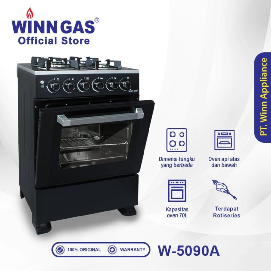 Kompor + Oven Winn Gas 4 Tungku W 5090A / Kompor Freestanding 4 Tungku + Oven TERBARU