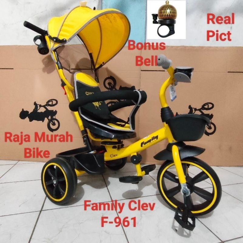 Sepeda Anak Roda Tiga Family F-961 Clev Sepeda Roda Tiga Stroller Roda Tiga Family