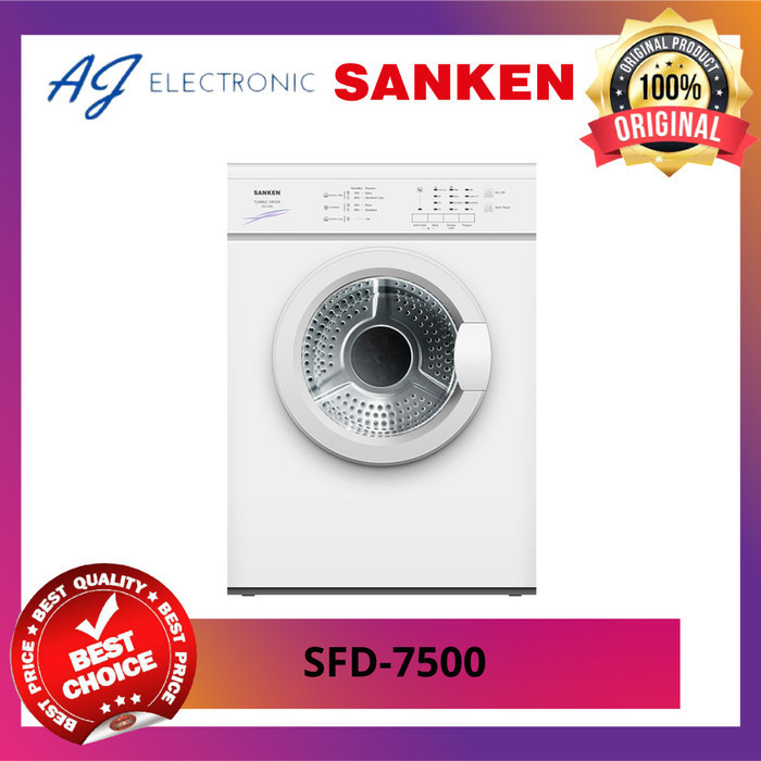 DRYER SANKEN SFD-7500 / SFD7500 , Pengering pakaian 7 kg