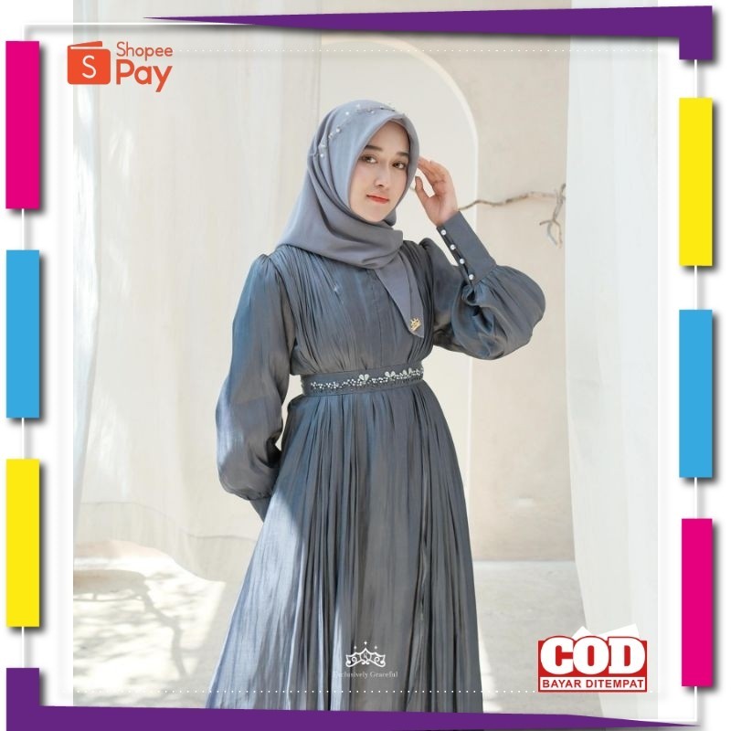 KAIN LEMBUT HALUS ADEM TEBAL / Daisy Shimmer Dress Kazami / Gamis Kekinian / Gamis Shimmer / Gamis K