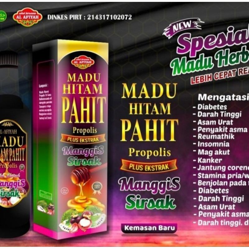 

Madu Hitam Pahit | Plus Sirsak Dan Kulit Manggis | Madu Pahit Al Fiyah 470gr