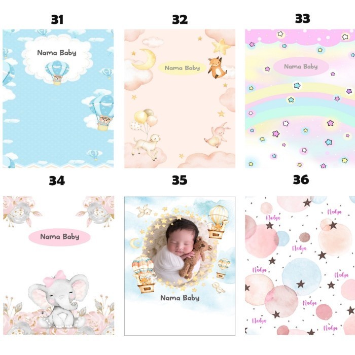 Selimut Bayi Custom Nama/Custom Foto/Baby Blanket - 80x100 1 lapis
