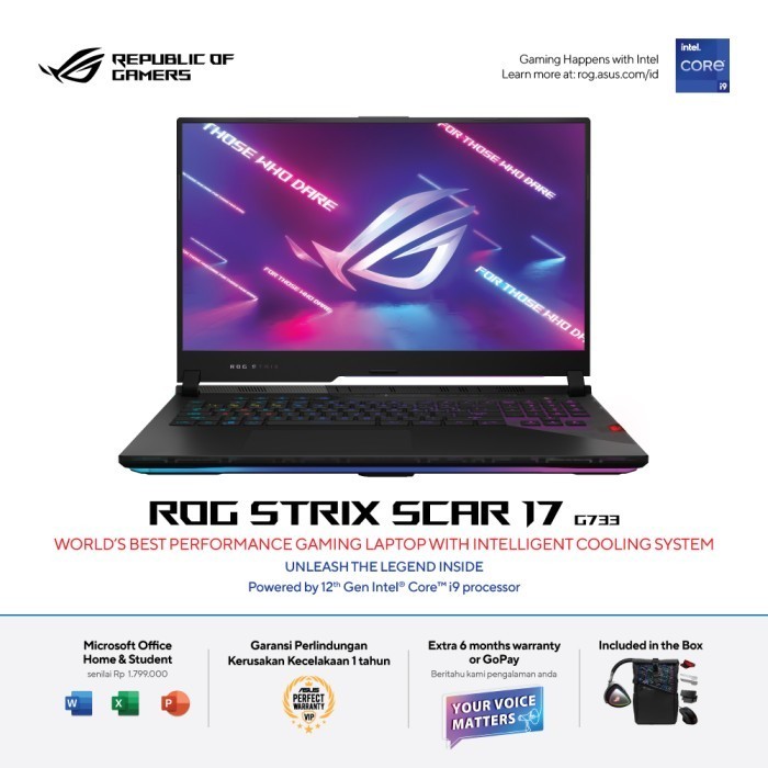 ASUS ROG STRIX SCAR G733PZ-R948C6T-O RYZEN 9 7945HX RTX4080 32GB 2TB 17.3QHD 240HZ W11 OHS  - OFF BL