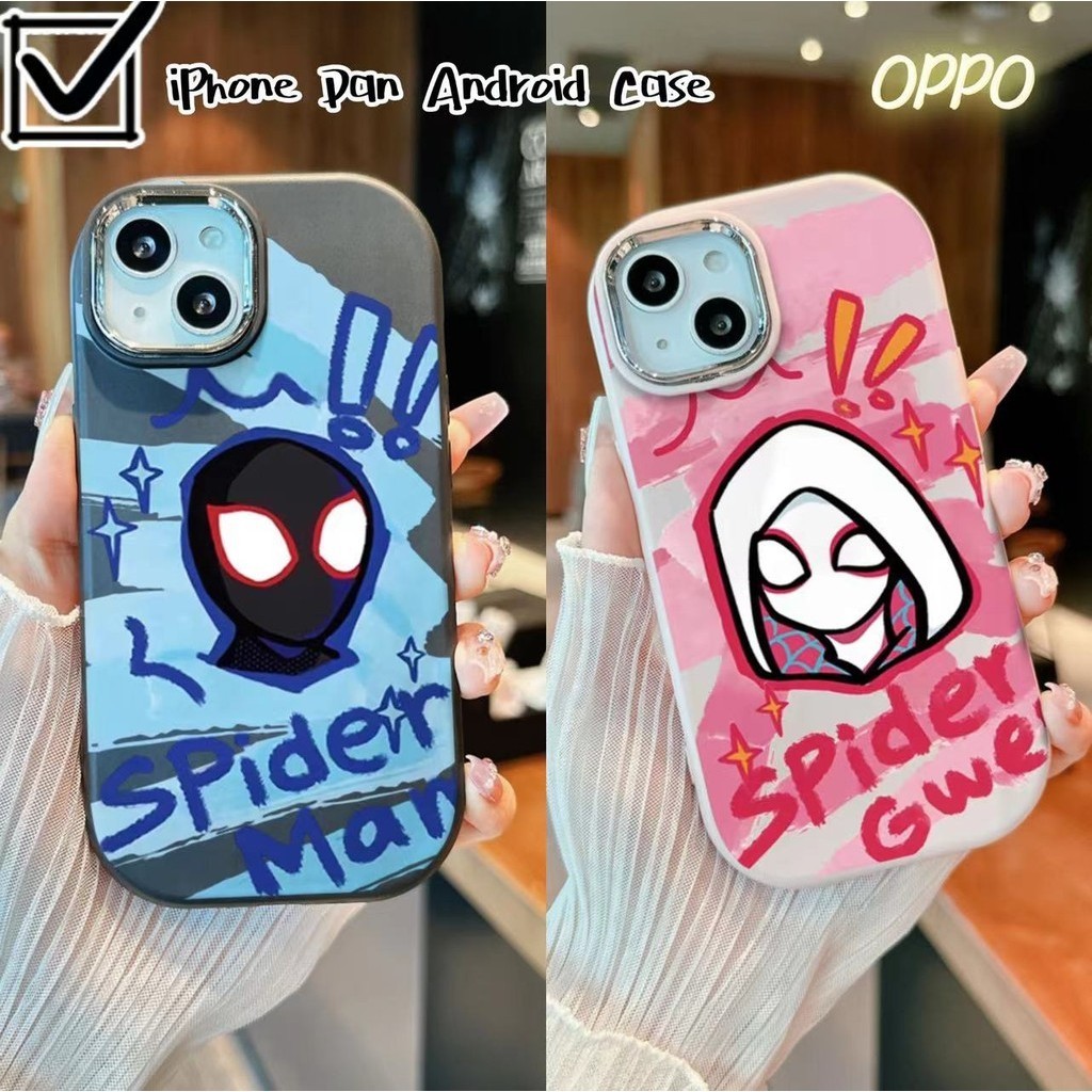 [iPhone Dan Android Case]Case Couple Spiderman Casing Hp OPPO A36 A16 A17K A53 A3S AX5 A12E A57 A77 