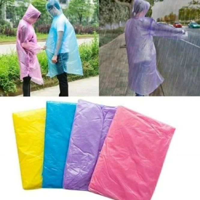 6 pics jas hujan plastik tebal bening setelan dewasa