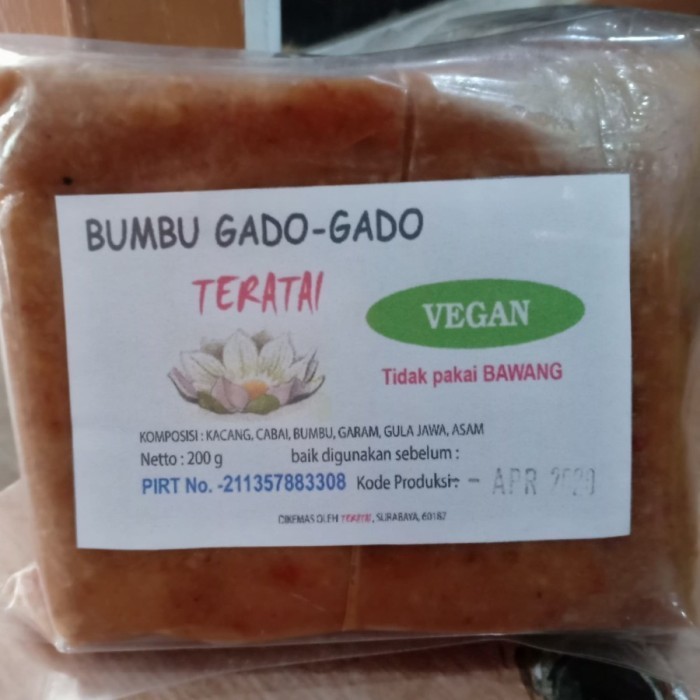 

Promo Terbatas - sukron_86 vegetarian teratai sambal pecel / bumbu gado gado vegan - gado