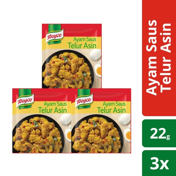 

Termurah-Promo Diskon Royco Bumbu Siap Pakai Ayam Saus Telur Asin 22G isi 3