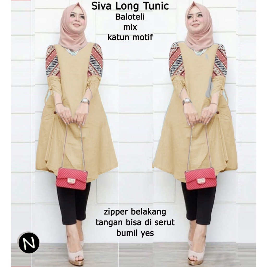 PIK - Tunik Long Siva XL, XXL, 3XL/ Pakaian Muslim Wanita/ Tunik Wanita Jumbo Fashion Muslim/ GAMIS 