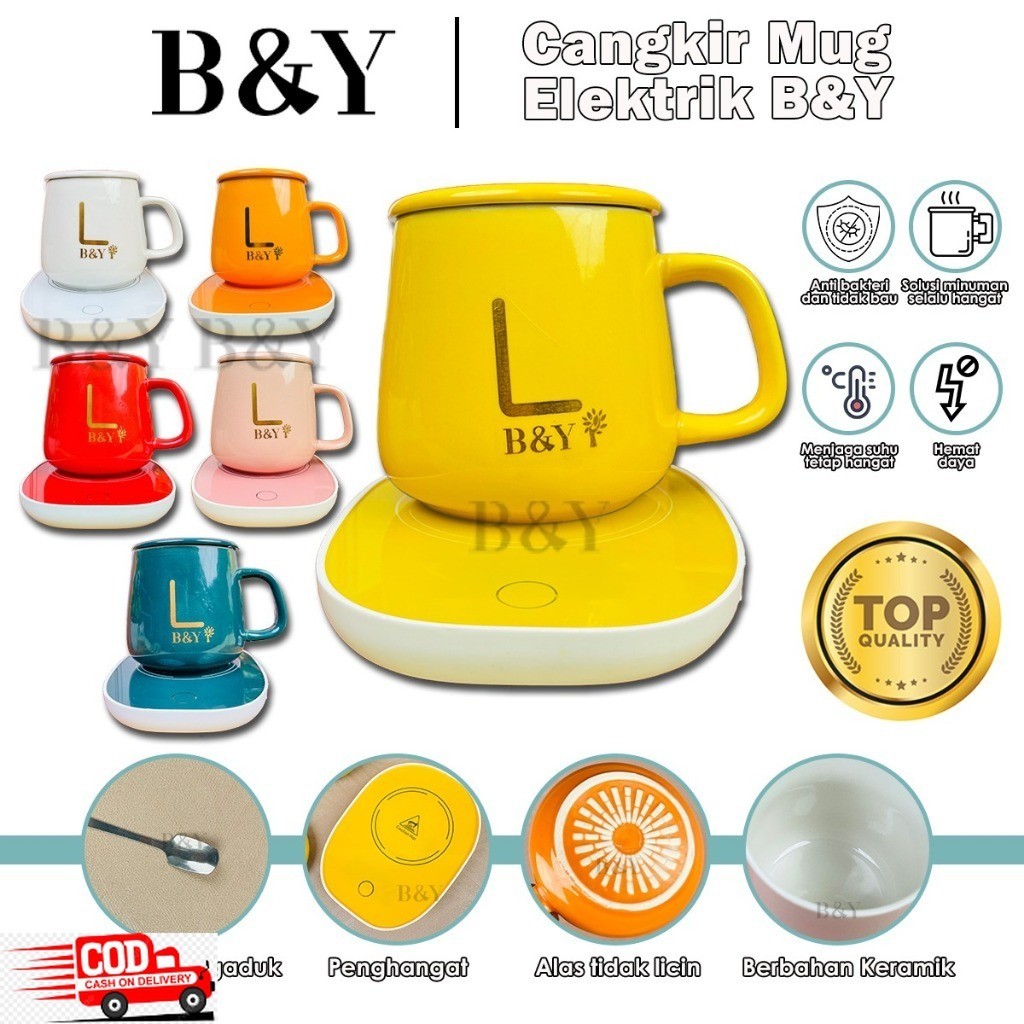 Gelas Keramik Elektrik / Mug Dengan Tatakan Pemanas Elektrik / Set Gelas Keramik Dengan Pemanas Elek