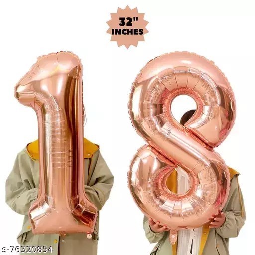 Balon foil angka Rosegold 80cm - Angka CrownMini, Angka 1