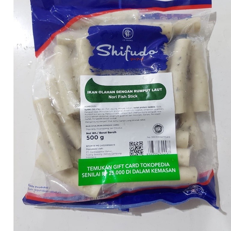 

Agen SHIFUDO nori fish stick 500gr (olahan ikan dengan rumput laut)