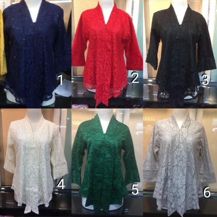 

promo ✨ -Atasan Kebaya Kutu Baru Brokat Floy Seri rna Dan Ukuran - MERAH CABE