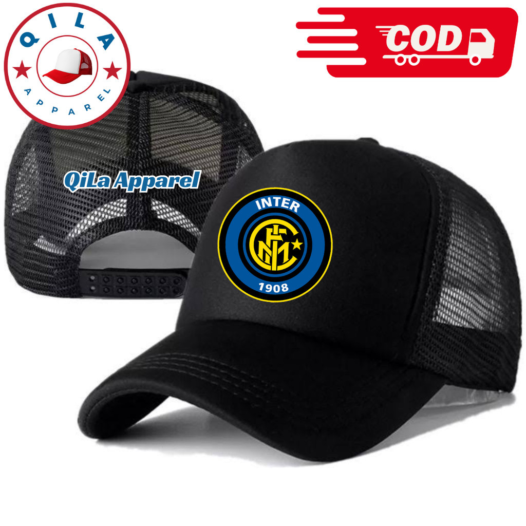 QiLa Apparel Topi Trucker INTER MILAN - Topi Distro INTER MILAN Logo - Topi INTER MILAN Premium - To
