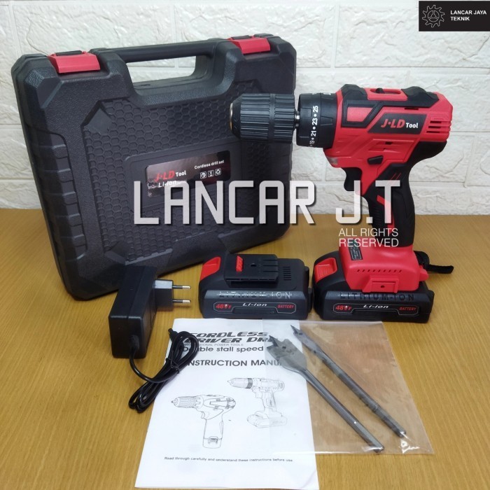 JLD IMPACT 48V CORDLESS DRILL 13 MM BOR 2 BATERAI JLD SET BOR 13 MM
