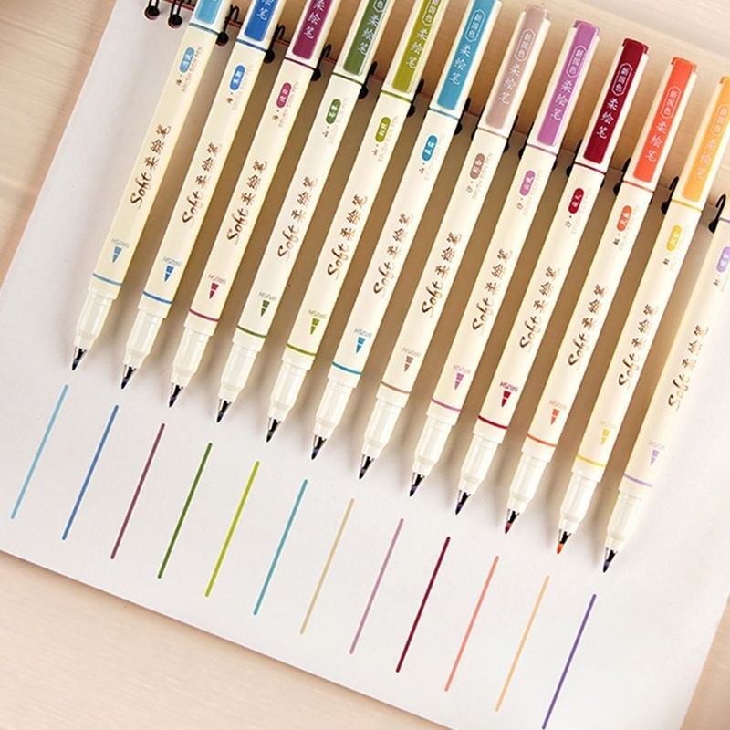 

Brush Pen Pastel Spidol Warna Pena highlighter Spidol Warna Set 12 Warna Pastel Pena Kuas Art Supply Marker Drawing Pen barang aesthetic