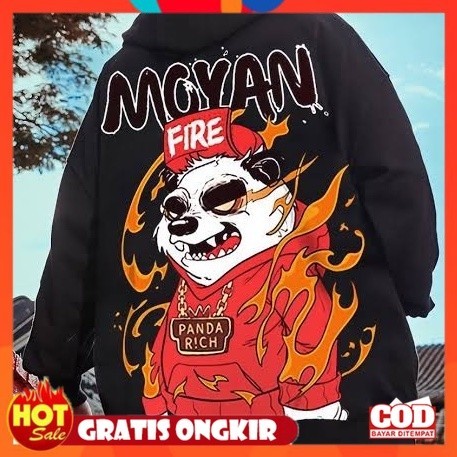 [PREMIUM ORIGINAL] Sweater Hoodie PANDA RICH MOYAN FIRE Jumper Pria Wanita Bahan Fleece Tebal Ukuran