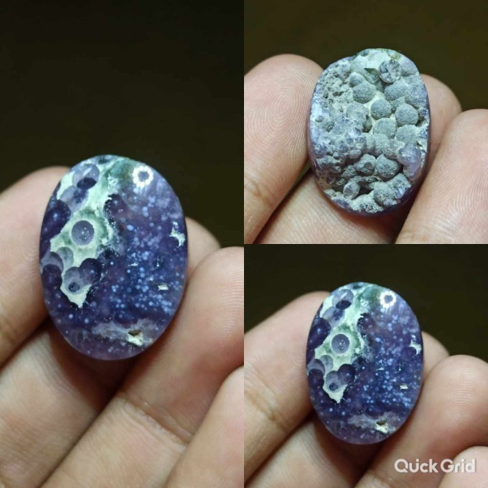 Natural Batu Akik Motif Kecubung Ungu Terong Buble Bola Gambar Antik 1