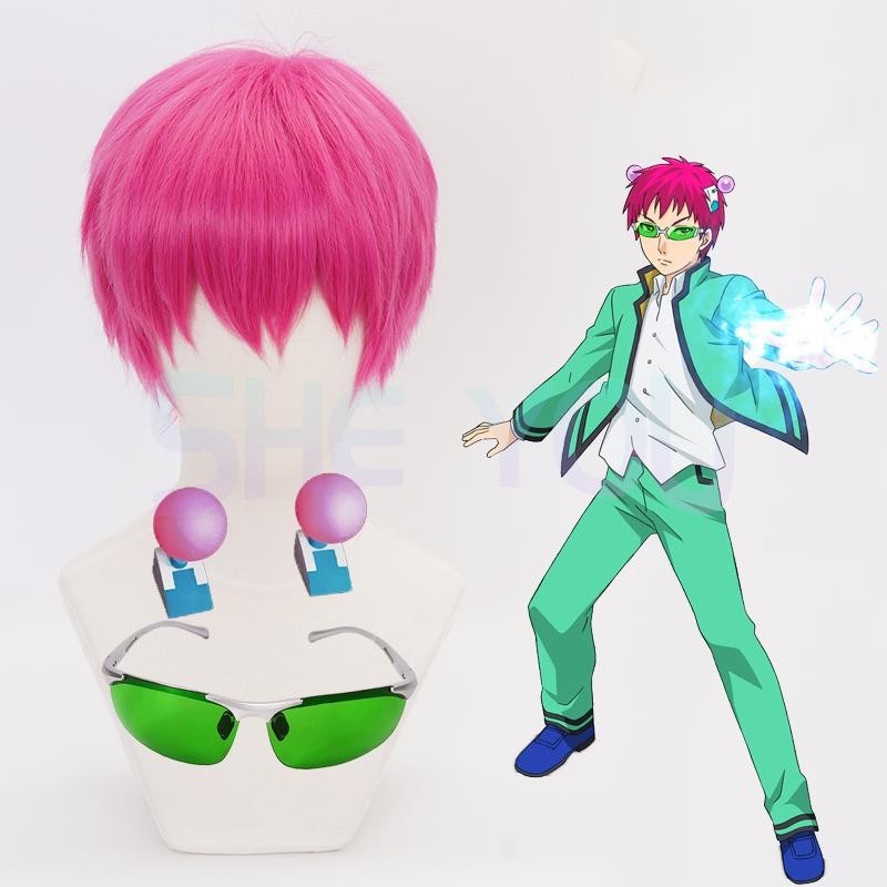 Anime The Disastrous Life Of Saiki K. Cosplay Props Saiki Kusuo Wig Hairpins Glasses Green Lens Sung