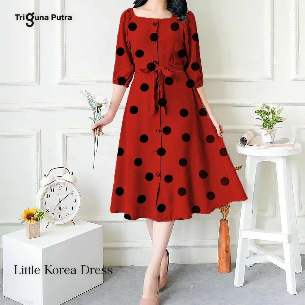 U Neck Dress Lengan Panjang // Korean Party Dress Square Neck//BAJU WANITA MODEL BARU / MURAH PROMO
