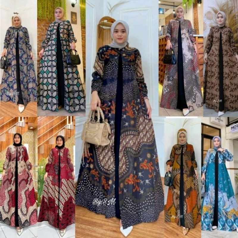Gamis Batik Mix Moscrepe premium Wanita Busui Terbaru Gamis Batik Jumbo LD 130cm//BAJU WANITA MODEL 