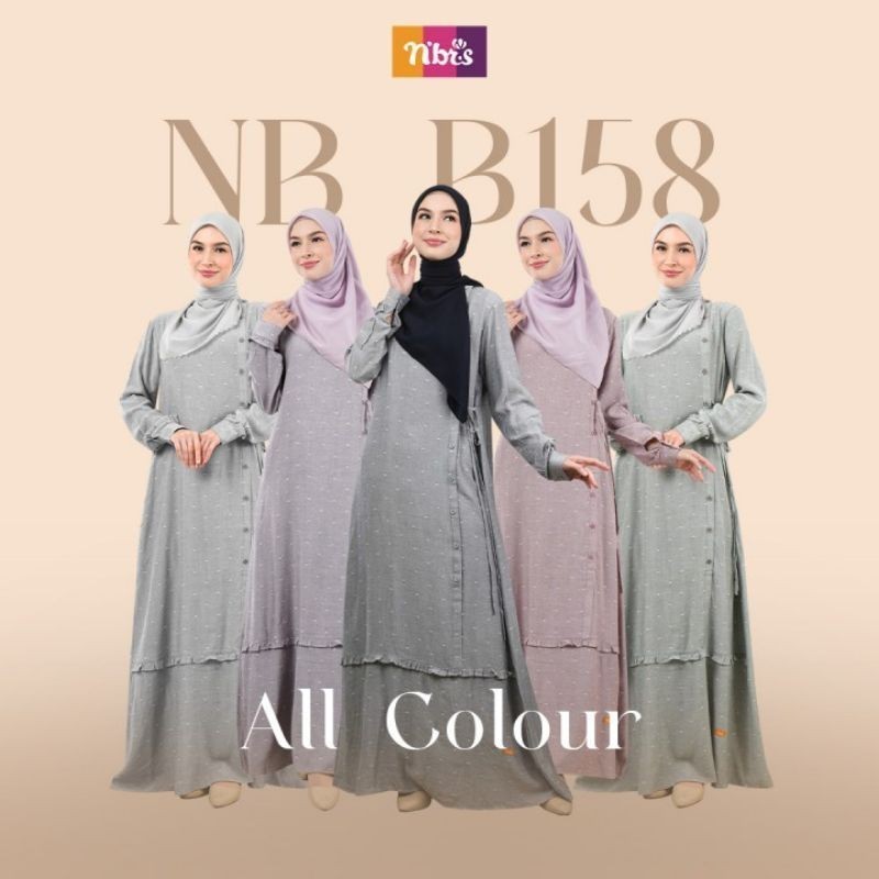 Gamis Nibras Original N'BRS NB B158 | Gamis Umroh Lebaran Pengajian Seragam Bahan Dobby Rayon Murah