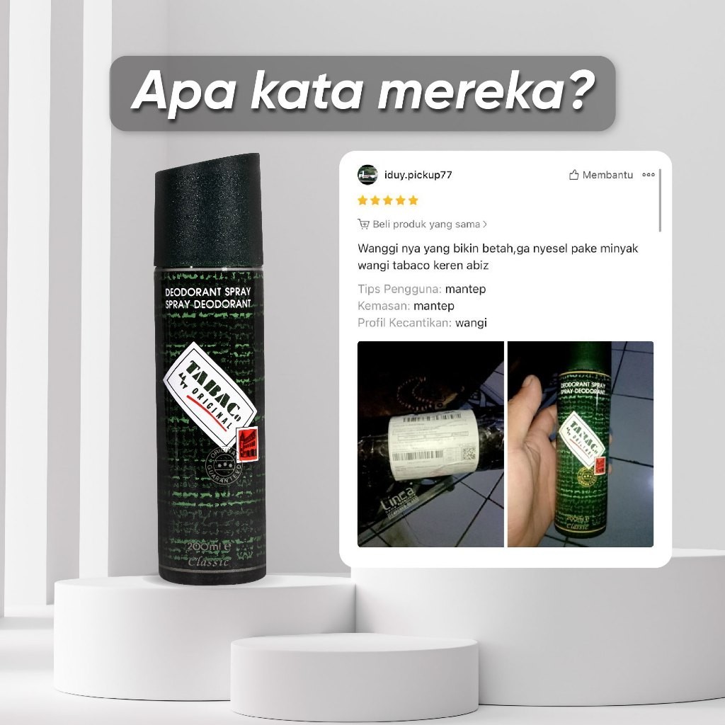Ay00 TABACO Deodorant Spray Hijau 200 ML
