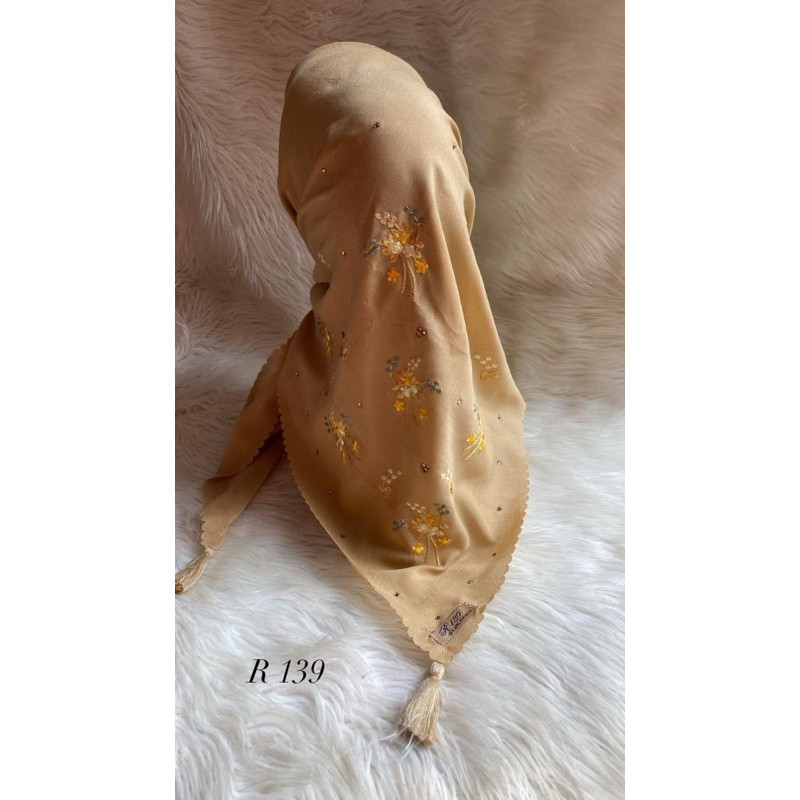 Terlaris ~Kerudung Segi Empat Bordir Jasmine R139 Hijab  Kekinian Hijab Premium Hijab Terbaru Hijab 