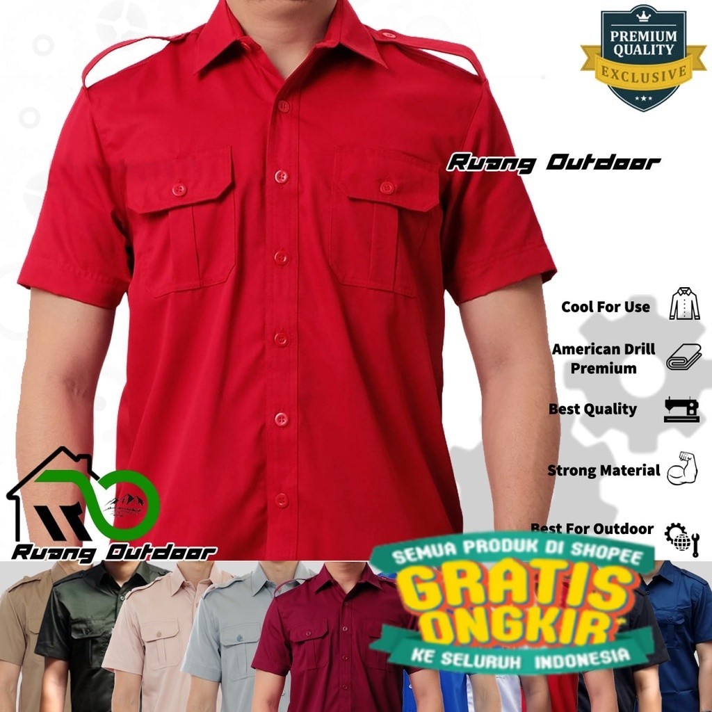 Baju Kemeja PDL PDH Lapangan Lengan Pendek - Pakaian Atasan Seragam Pria Wanita Premium Kerja Kantor