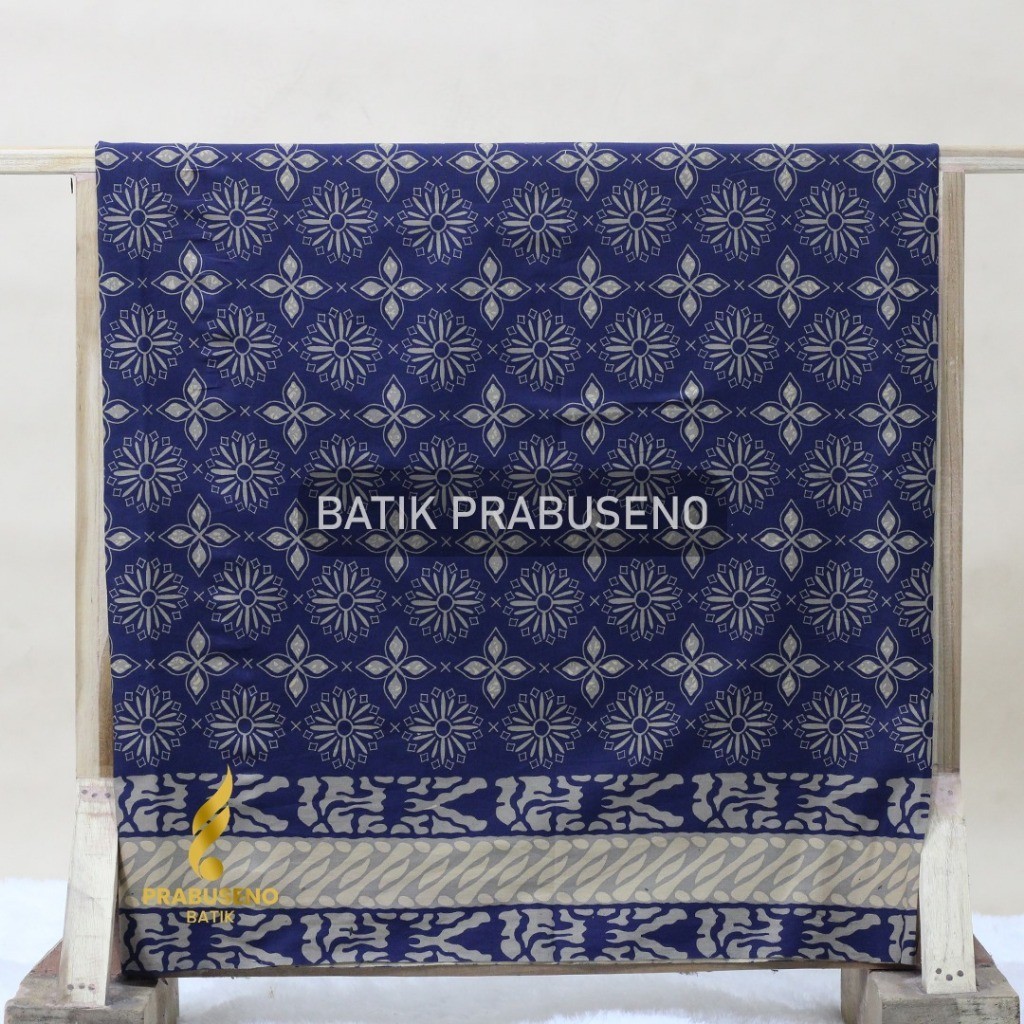 PRABUSENO HANUM NAVY Kain Bahan Batik Solo Katun Premium Modern Warna Meteran Print Printing Motif E
