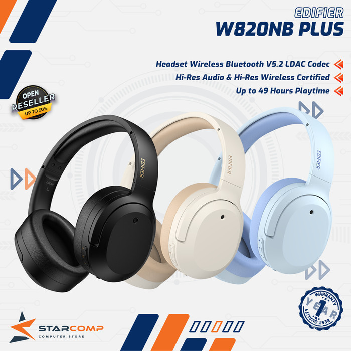 EDIFIER W820NB PLUS Headset Wireless Bluetooth 5.2 ANC Hi-Res Wireless Certified
