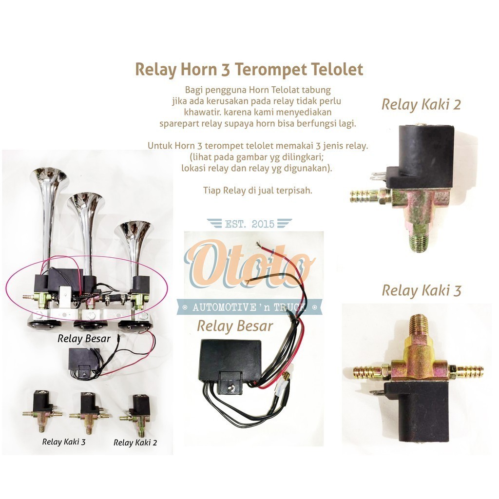 Relay air horn 3 terompet Musik Telolet - klakson angin