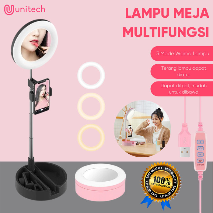 TRENDY Ring Light Live Beauty - Tripod Cermin Phone Holder Unitech G3 Live - Hitam